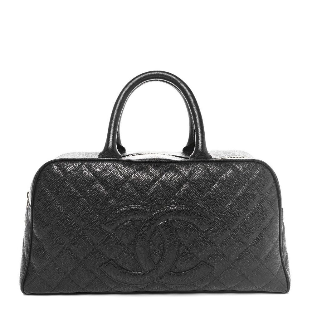 CHANEL Classic Caviar CC Quilted Large Travel Bowler Duffle Bag Purse - Picture 1 of 13